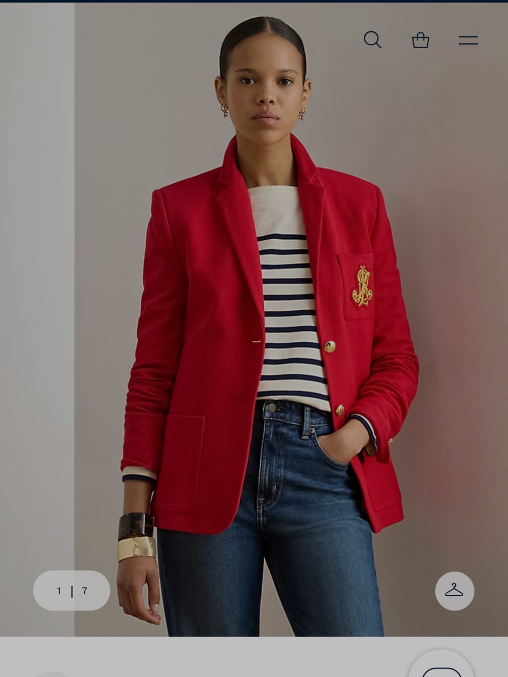 Ralph Lauren Red Crest Patch Single-Breasted Blazer